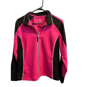 Made For Life Women's Pink Black Athletic Zip Up Jacket Track Jacket PL